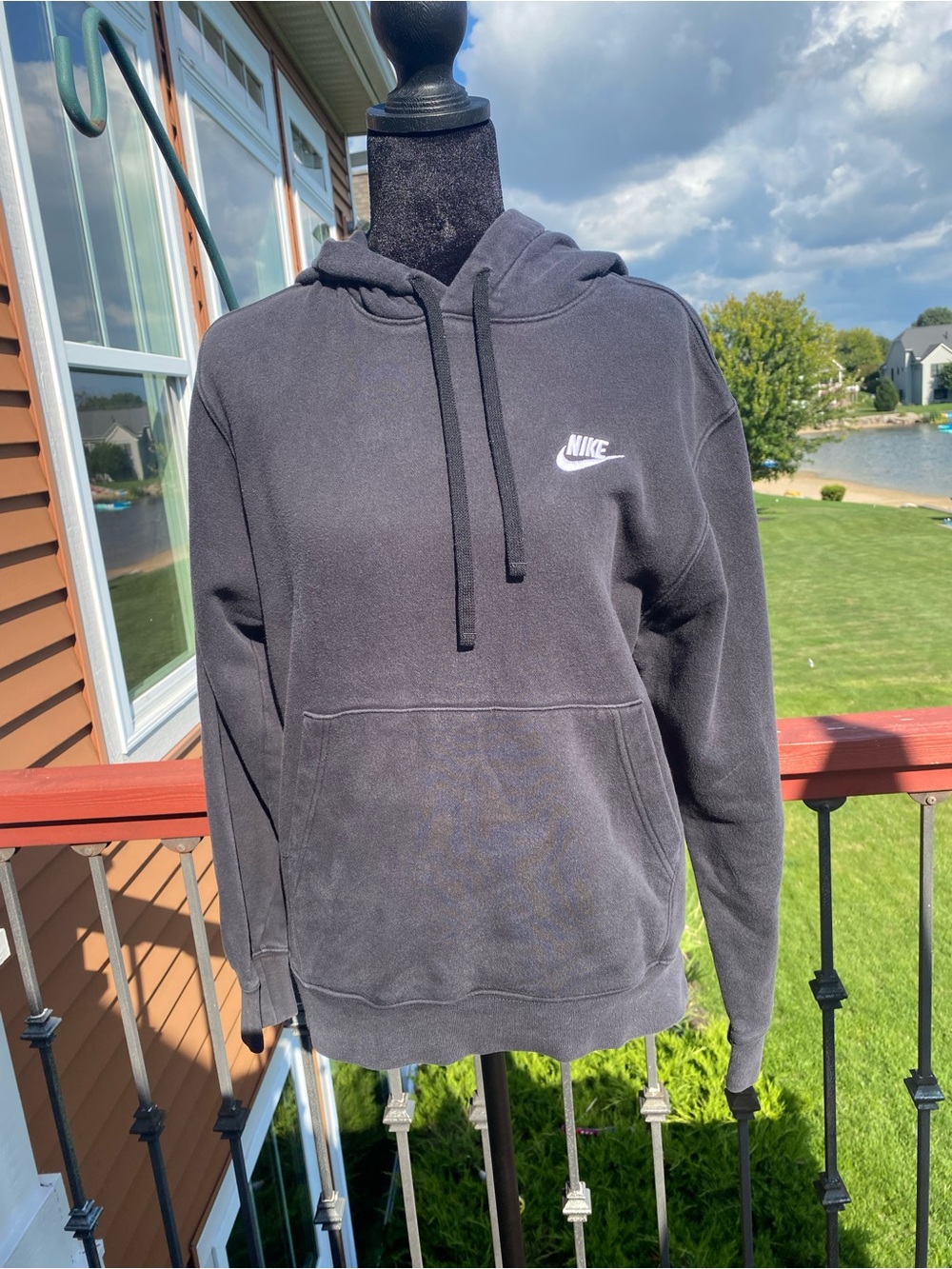 Nike Sportswear Hoodie Small Black White Swoosh Pullover Mens S Sweatshirt